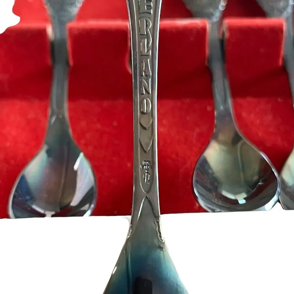 Sola Pleet Spoons Set of 6 in Box Nederland Netherlands Demitasse Unpolished
